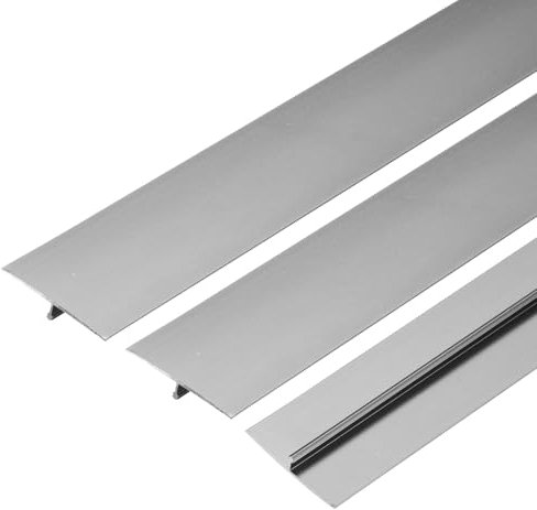 sourcing map 3 Pcs Aluminum T Molding Floor Transition Strip, 1.6x3 Ft Moulding Transition Strip for Doorway, Laminate Flooring, Joining Flooring Gaps of Laminate Planks Tile, Grey