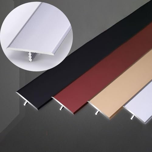 YCBTPS Aluminium T Übergangsschiene Übergangsprofil Wasserdicht Ausgleichsprofil，Schwellenrampe Ausgleichsprofil Für Fliesen Laminat/Parkett(Silver White)