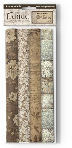 Stamperia - Fabric for Scrapbooking, Albums, Bullet Journalling and More, Polyester, Can be Sewn by Hand or Machine, Suitable for Craft Glue, Perfect for Crafts and Gifting (Old Lace) (4 Pack)