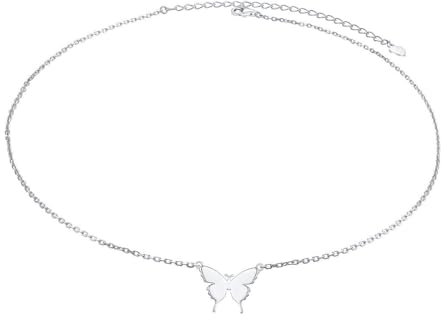 HOOHWE 925 Sterling Silber zierliche Schmetterling Choker Halskette für Frauen Schmuck Geburtstag Weihnachten