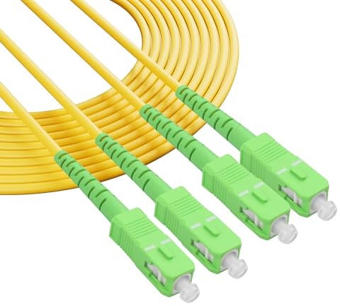 PNGKNYOCN SC Fiber Patch Cord, 2 Pack SC/APC zu SC/APC Single Mode Simplex Glasfaser Patch Kabel 9/125um OD-3.0mm Kompatibel OS1/OS2（3M/9.8FT）