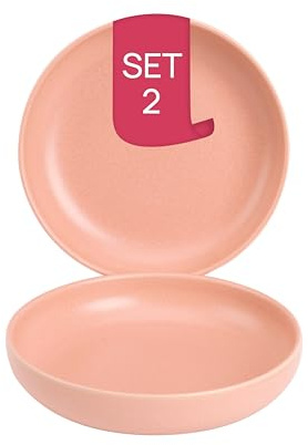 James Cooke - Bliss - Tiefe Teller Ø22 cm - 2er‑Set – Rosa – Steinzeug – Spülmaschinen- & Hitzebeständig – Geschirr