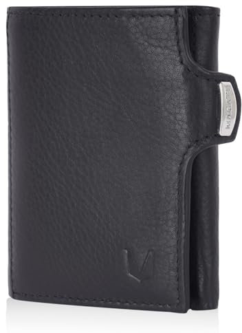 MAGATI Slim Wallet mit Münzfach, RFID-Schutz - il Santo Kartenetui - Kartenhalter Einkaufswagenchip-Fach Portemonnaie klein – Geldbeutel, Schwarz-Rot