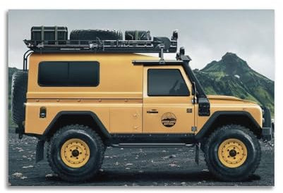 Offroad-SV-Poster für Defender 110, dekoratives Gemälde, Leinwand, Kunstbild, 30 x 45 cm, Gelb