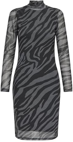 ONLY Damen Mini Kleid figurbetontes Partykleid mit Animalprint ONLErica Life Highneck
