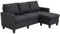 HOMCOM Ecksofa mit Schlaffunktion, 3 Sitzer Sofa und Kissen, Eckcouch, L-Form Couch für Wohnzimmer, Schlafzimmer 197 x 139 x 91 cm, Leinen, Dunkelgrau
