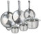 ELO 9886750 Batterie de cuisine 6 pièces, Ensemble de 3 Poêles de cuisson 24, 28 et 32 cm et 3 faitouts 14, 16 et 24 cm Elo Profi Brillant, inox, induction
