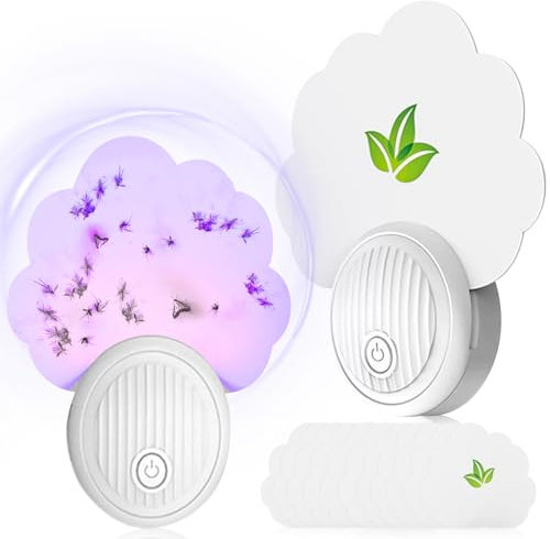 Lot de 2 pièges à insectes volants, insectes électriques avec 10 cartes autocollantes, protection contre les moustiques, pièges à moustiques, mouches des fruits, mites