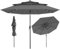 COSTWAY 3M 3-Tier Garden Parasol, Heavy Duty 8-Ribs Solar Patio Umbrella with 32 LED Lights, Crank Handle & Tilt Function, Outdoor UV Protective Canopy Sun Shade for Beach Poolside (Gray)