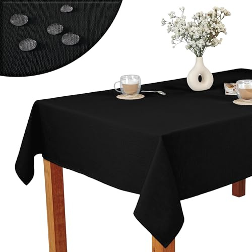 invitta Tischdecke 150x350 cm Schwarz Baumwolle Polyester Mischung 230 g/m2 - Hochwertig, Elegante Leinenoptik, Fleckenschutz Cotton Tischtuch mit Lotuseffekt, Pflegeleicht, O1-P130
