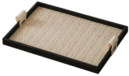 Rersduyt Leather Tray Key Bowls for Entry Table,Desktop Organizer Tray, Vanity Tray with Handle,Storage Organizer,Catchall Tray, Easy to Use B