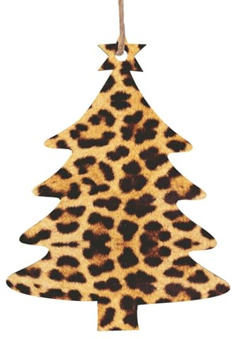 WXWJSHMGC Weihnachtskugel mit Leopardenfellmuster, Weihnachtsbaumschmuck, Holz, zum Aufhängen, Weihnachtsgeschenke, Anhänger (2 Stück)