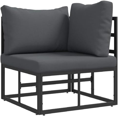 Foknhdi Ecksofa Gartenmöbel Set Schwarz Anthrazit 71,5 cm Metall Lounge Balkon Terrassenmöbel Outdoor Sofa Modernes Design Robust & Langlebig für Balkon Garten Terrasse