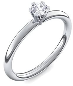 Amoonic Verlobungsring Zirkonia Stein Zirkonia +LuxusETUI Solitärring Solitaire Ring Verlobung Silber schmal dünn Antragsring Heiratsantrag Silberring Diamantring UW01SS925ZIFA56