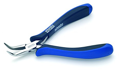 Snipe Nose Pliers 5.3/4'' | schmitz 4204HS22 | Bent, Serrated Jaws | ESD Safe Dissipative | Hightech Tool for Professionals | Made in Germany - Solingen