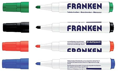 FRANKEN Board-Marker U-Act! Line, 3 mm feine Spitze, 4 Stück, farblich sortiert, Z1999