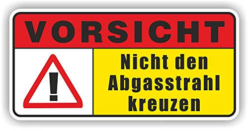 folien-zentrum - Vorsicht Abgasstrahl 12 x 6 cm - hochwertiger Aufkleber Auto Tuning - OEM & JDM Autosticker - Lustige Sticker Decal für Car - Stickerbomb - Autoaufkleber - Made in Germany
