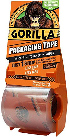 GORILLA TAPE 3044801 72mmx18m Heavy Duty Packaging Tape and Dispenser, Clear