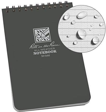 Allwetter-Notizbuch von Rite in the Rain, Spiralbindung, 10,2 cm x 15,2 cm, Braun, Universal-Muster, Nr. 446 - grau
