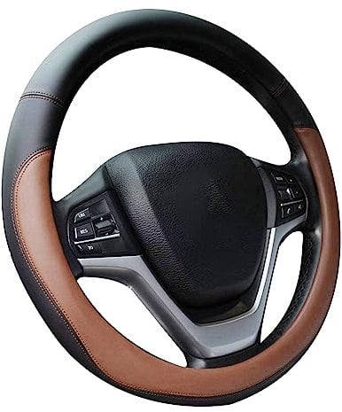 Valleycomfy Lenkradabdeckungen Für Frauen Männer Universal 37-39cm Auto Lenkradabdeckung Kunstleder, Braun