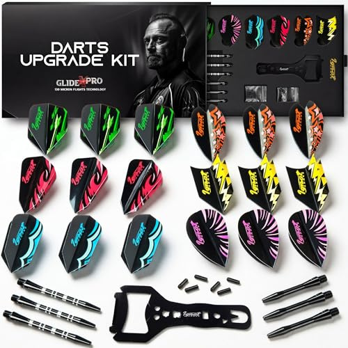 IgnatGames Dart Flights and Accessories – 18/30 GlideXPro 130 Micron Flights in Various Shapes and 6 Flight Protectors