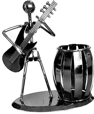 Xdorra Novelty Metal Pen Pencil Holder Cup Kids Music Gift- Cute Bass Desk Organizer Pen Holder Pot Bookshelf Decro Student Gift Metal Decoration for Office and home (Black)