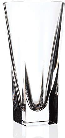 Barski Jarrón – Fondo Cuadrado – Jarrón de Cristal de Apertura Redonda – para Flores – Rosas – Cristal – 25,4 cm de Alto, Fabricado en Europa