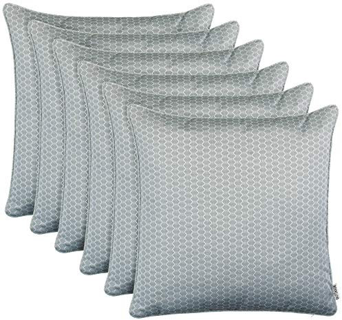 Brandsseller Outdoor Garten Kissen Dekokissen Wabenoptik Schmutz- und Wasserabweisend mit Reißverschluss ca. 45x45cm 6er Set Hellgrau