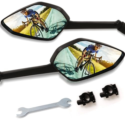 tEEZErshop Fahrradspiegel, HD Konvexspiegel Rückspiegel Fahrrad,Extra Großer Spiegelfläche,Fahrradspiegel für E-Bike& E-Scooter Lenker,Universal Fahrrad Rückspiegel(Links + Rechts)