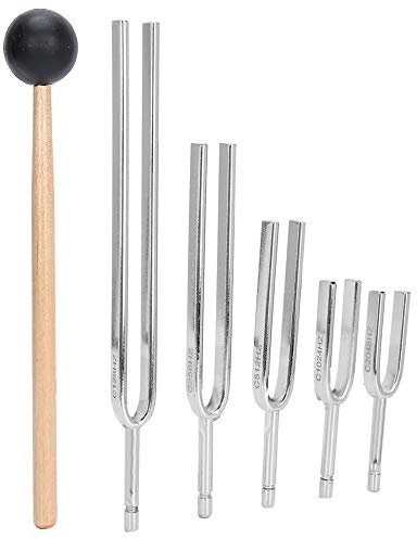 Stimmgabel Set, Stimmgabel aus Aluminiumlegierung, 128 HZ + 256 HZ + 512 HZ + 1024 HZ + 2048 HZ Stimmgabel Klangheilungstherapie Werkzeugsatz, Heilende Neurologische Klanggabel