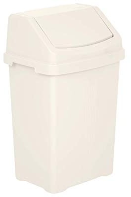 M1SS 8L/25L/50L Litre Plastic Swing Bin Waste Recycle Dustbins Kitchen, Bathroom Rubbish Trash Refused Bins (Soft Cream, 8 Litre)