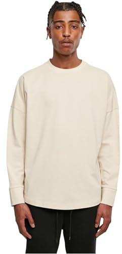 Build Your Brand Herren Langarm T-Shirt Oversized Cut On Sleeve Longsleeve, Farbe Sand, Größe 4XL