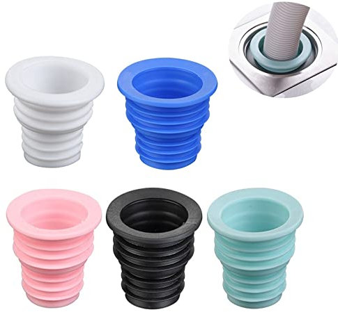 5 Pezzi Silicone Deodorante Tappo di Chiusura Anello, Tappo di Tenuta di Lavatrice Tubo di Scarico, Tenuta Igienica Scarico Anello Deodorante, per cucina, Bagno, Scarico Lavatrice