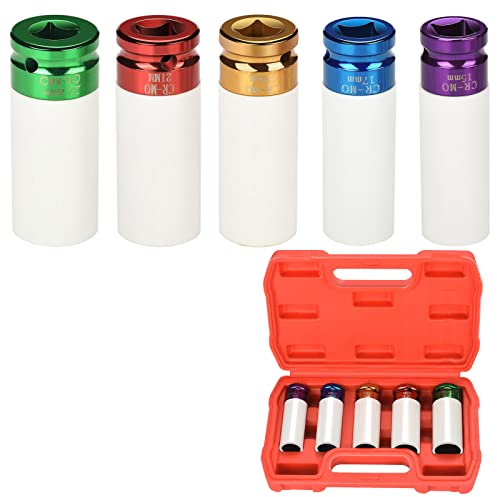 Noosverl Lot de 5 douilles à percussion 15, 17, 19, 21, 22 mm, pour couple et visseuse à percussion, outil de vissage de roue
