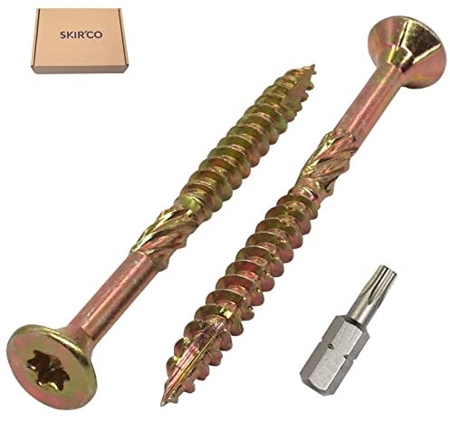 SKIR'CO Lot de 300 vis à bois universelles en acier zingué Tête fraisée Torx Type 17 Vis à panneaux d'aggloméré 5,0 x 60 mm Jaune
