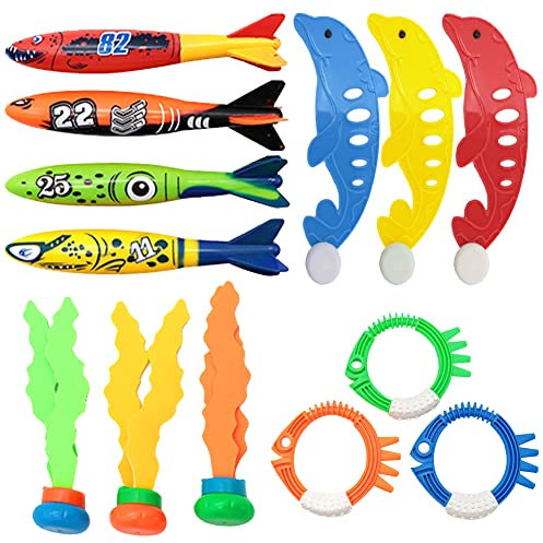 LICHENGTAI Tauchspielzeug, 16 Stück Tauchspielzeug Tauchen Spielzeug Tauchring Schwimmbad Spielzeug Unterwasser Tauch Pool Spielzeug Set, Unterwasser Kinder Spielzeug Schwimmbad Spielzeug