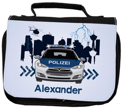 Striefchen® Kulturtasche für Jungen personalisiert mit Wunschname Polizei