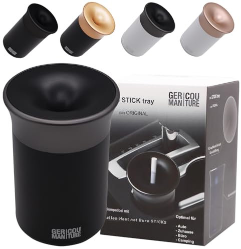 GC German Couture Stickbecher Auto-Aschenbecher kompatibel mit IQOS ILUMA PRIME TEREA Sticks u. Heets-Sticks + Glo Hyper Pro Air neo-Sticks Zubehör u. für PLOOM, schwarz/grau