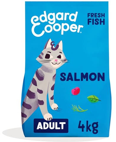 Edgard & Cooper Katzenfutter für Erwachsene, (Lachs, 4 kg), sterilisiertes und aktives Katzenfutter, ohne Getreide, natürliche Inhaltsstoffe, frisches Fleisch, hypoallergen, ohne Zuckerzusatz