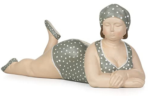 Moritz Figura decorativa paffuta Badenixe in costume da bagno sdraiato, decorazione marittima in poliresina, idea decorativa per il bagno, statua scultura