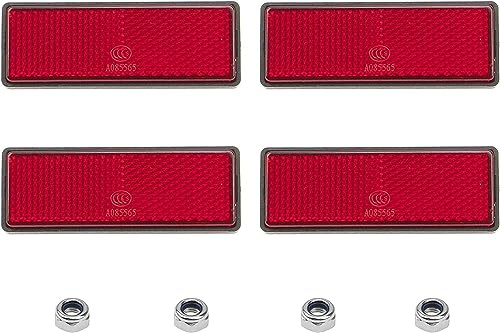 Voarge 4Piezas Catadioptrico Moto Homologado, Catadioptrico Rojo Rectangular Fijación Tornillo, Reflectores para Remolque Camión Moto Tractor RV Bicicleta (Catadioptrico Rojo)