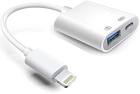 Lightning auf USB Kamera Adapter mit Ladeanschluss, MFi zertifiziertes USB 3.0 OTG Dongle Cord für iPhone 14 13 12 11 X XS XR 8 7, iPad auf USB Flash Drive, Kartenleser, Klavier, U Disk