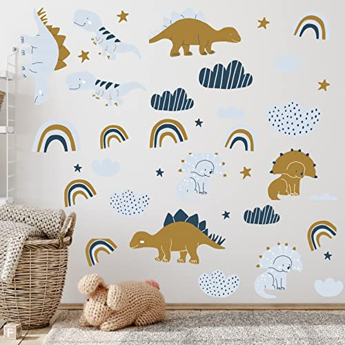 Mulaibdin Wandtattoo Kinderzimmer Junge Dino, Wandtattoo Dinosaurier Kinder, Wandsticker Kinderzimmer Tiere, Wand Deko Kinderzimmer Jungen, Dino Sticker Wand für Baby & Kleinkinderzimmer(Dino C)