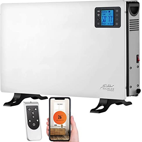 Sichler Haushaltsgeräte Heizkörper: WLAN-Konvektor-Heizung, 2.000 W, App, Sprachsteuerung, Fernbedienung (Standheizung, Elektrische Heizung, Heizstrahler)