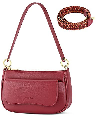 RONSIN Kleine Umhängetasche für Damen, Mini-Clutch, Handtasche, Reißverschluss, Hobo-Tasche Y2K, 01- Weinrot