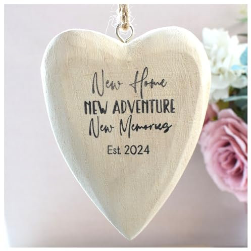 New Home New Adventure New Memories 2025 Solid Wood Lightweight Bauble. Tree Decoration Ornament Hanging 3D Heart. First House | Homeowner | Friend Daughter Sister Couple