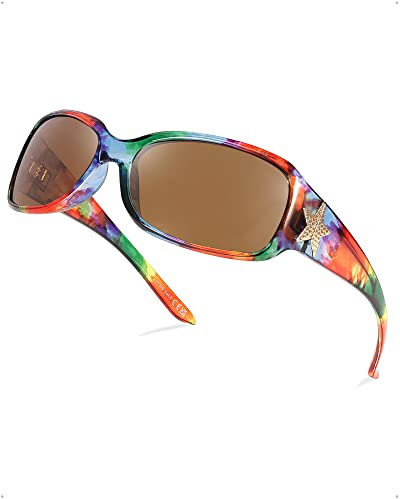 Myiaur Sonnenbrillen Damen Wrap-Around polarisierte Sonnenbrillen stilvolle UV400-Schutz Star Shades fürs Fahren Trendiges Modeaccessoire
