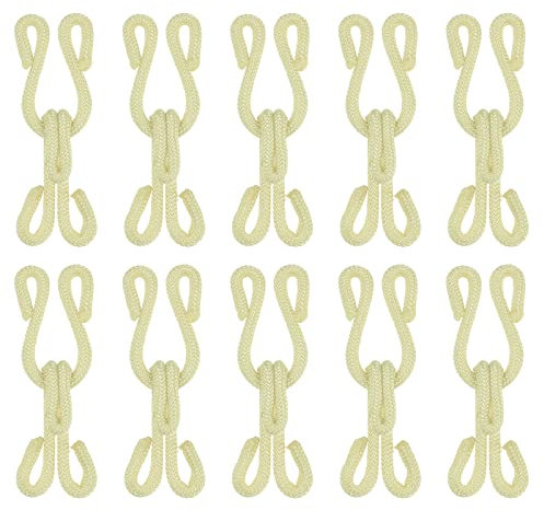 sourcing map Ganchos y Ojales para Coser 12uds - Ganchos de Costura Cubiertos de Poliéster y Cierre de Ojos para Ropa, Sujetador, Falda, Costura Artesanal DIY (Beige, 37mm Longitud)