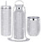 Rtteri 3 Pcs Bling Water Bottle Rhinestone Stainless Steel Bling Cup Stemless Glitter Tumbler Insulated Rhinestone Tumbler with Chain, Lid and Straw for Women Coffee Martini Wine Cups (Silver White)