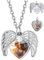Custom4U Personalisierte Engelsflügel Medaillon Silber zum Öffnen mit Foto/Name/Text Gravur Damen Frauen Kupfer Herz Schutzengel Flügel Anhänger Halskette Amulett für Mama Freundin Oma
